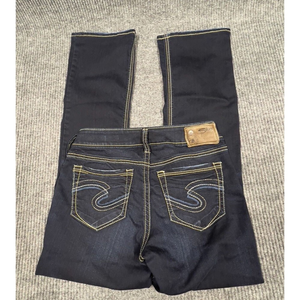 Silver Jeans Women Pant 27x31(28x30) Suki Mid Slim Boot Super Stretch Dark Wash - Picture 2 of 16
